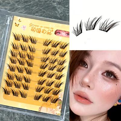 8 Rows Natural No Glue False Eyelashes Extension Manga Individual Cluster Lashes Women Girls Daily Makeup Products