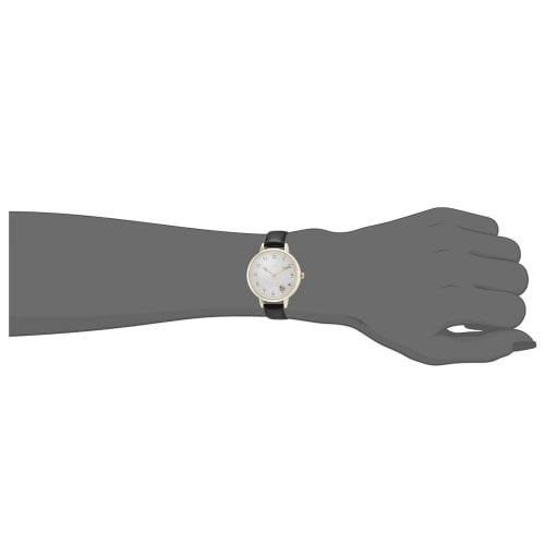 Fieldwork Analog Watch, Flury, Floral Motif, Leather Strap, GY039P-4, Women's, Black