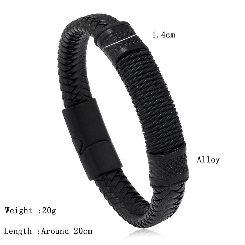 Trendy Leather Bracelet Homme Punk Men Bangle Gift For Husband Hiphop Rock Charm Braclet Pulsera Hombre Mirco Magentic Brazalete