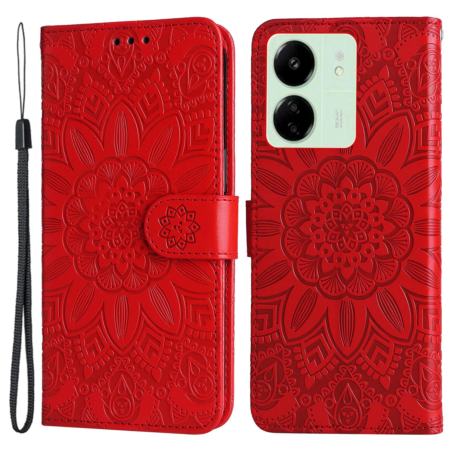 

For Xiaomi Redmi 13C 4G/5G/13R 5G/Poco M6 5G/Poco C65 4G Phone Case Anti-Fall PU Leather Stand Wallet Cover Red
