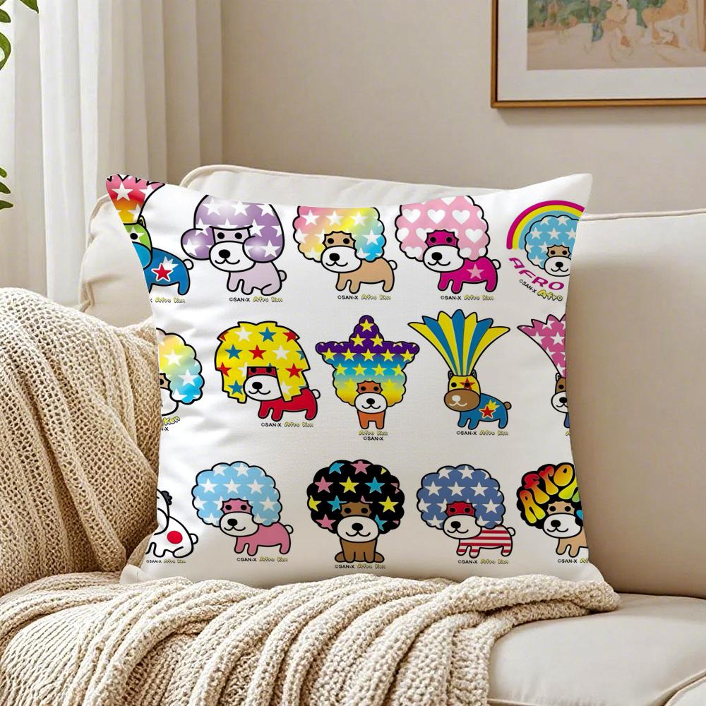 Cute Funny Japan AAfro KKen Cushion Cover Linen Pillowcase Soft for Sofa Bed Home Room Decor