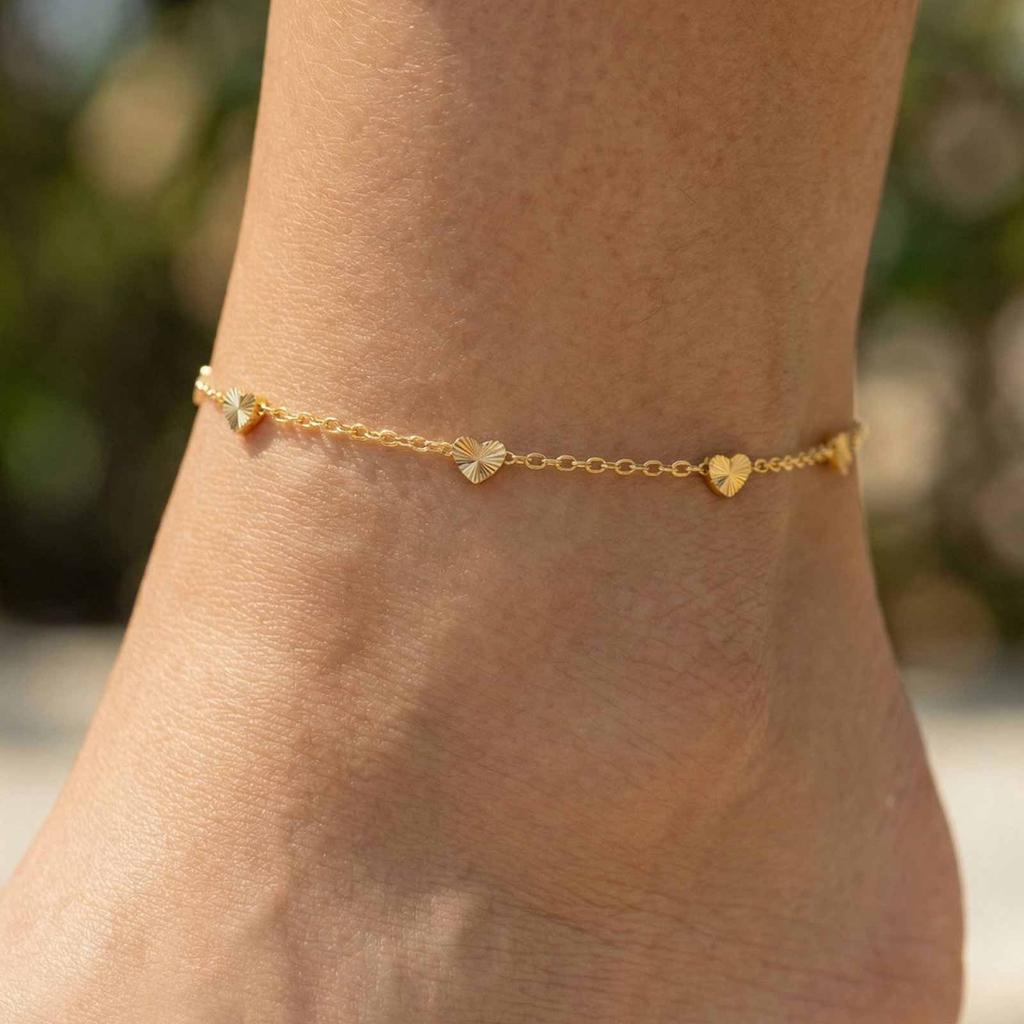 Dainty Heart Chain Anklet For Women,Stainless Steel Love Pendant Anklets,Fashion Charm Summer Jewelry Gift