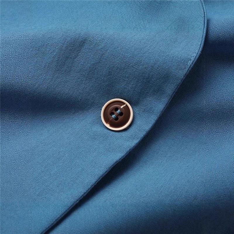 Blue linen long sleeved retro artistic casual suit jacket
