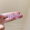Pink candy love stud earrings women's unique design earrings simple earrings
