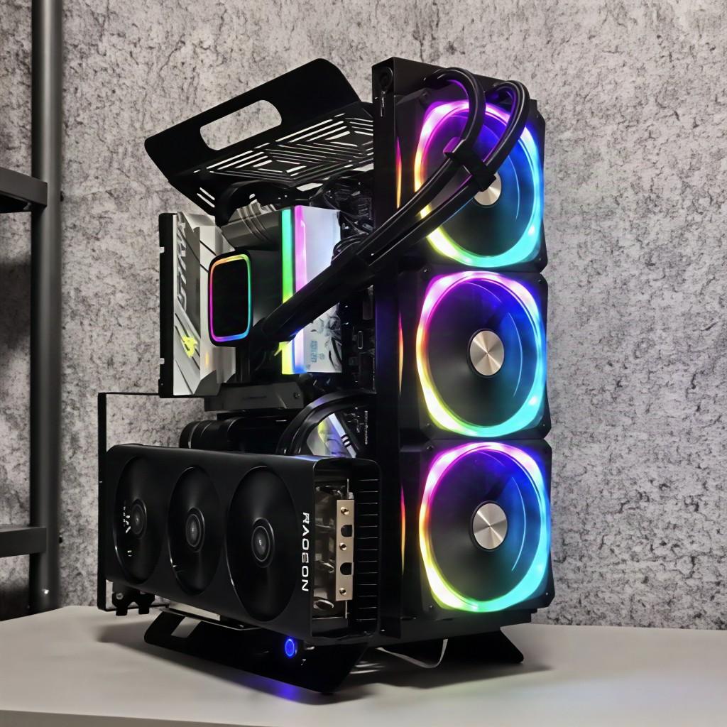 Open Chassis0/360Water cooling and air cooling ATX/matx Rack graphics card vertical installation computer mainframe small case