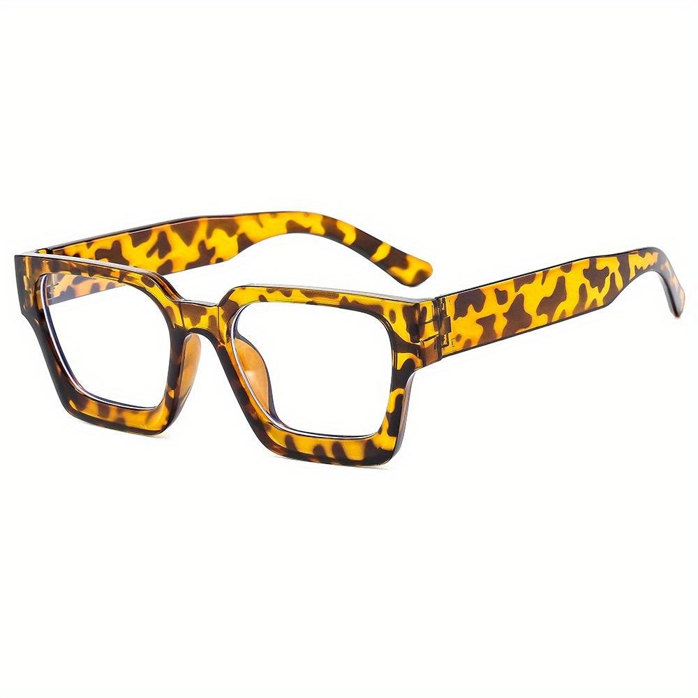 

1 шт. Мужские пластиковые квадратные очки с леопардовым принтом, повседневные очки, линзы из поликарбоната с полной оправой, защита от синего света, для повседневного использования, дома, вождения леопардовый