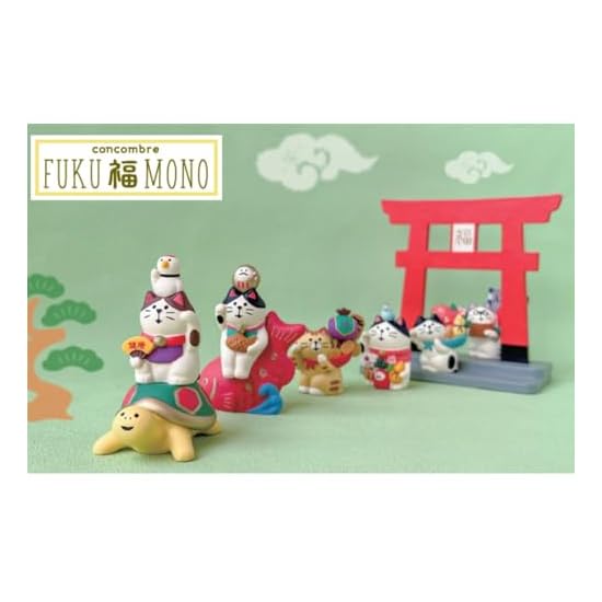 Decole Corporation concombre Manpuku Maneki Neko (Lucky Cat) with Felt Mat Size: Approx. W3.4 D3 H5.