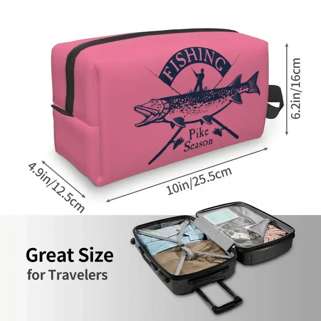 Fishing Travel Toiletry Bag Women Fisherman Cosmetic Organizer Beauty Storage Dopp Kit