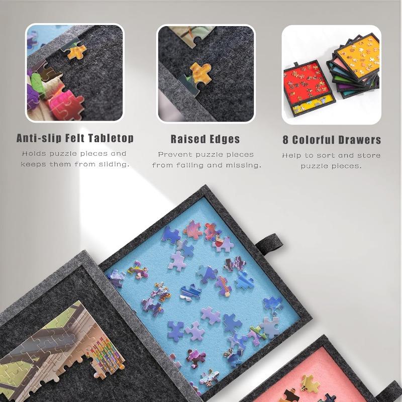 7pcs Set Of 1000 Puzzle Storage Tray -6-in-1 Puzzle Table Board, with 6 Drawers, Portable, Puzzle Table Puzzle Board