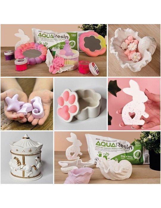 AQUA RESIN – Prémiová sádra Alpha 1 kg | Saténový porcelánový efekt, Bezpečná a netoxická | Bílá, Odolná a přizpůsobitelná