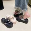 New summer sandals, small height, rhinestone flip-flop slippers
