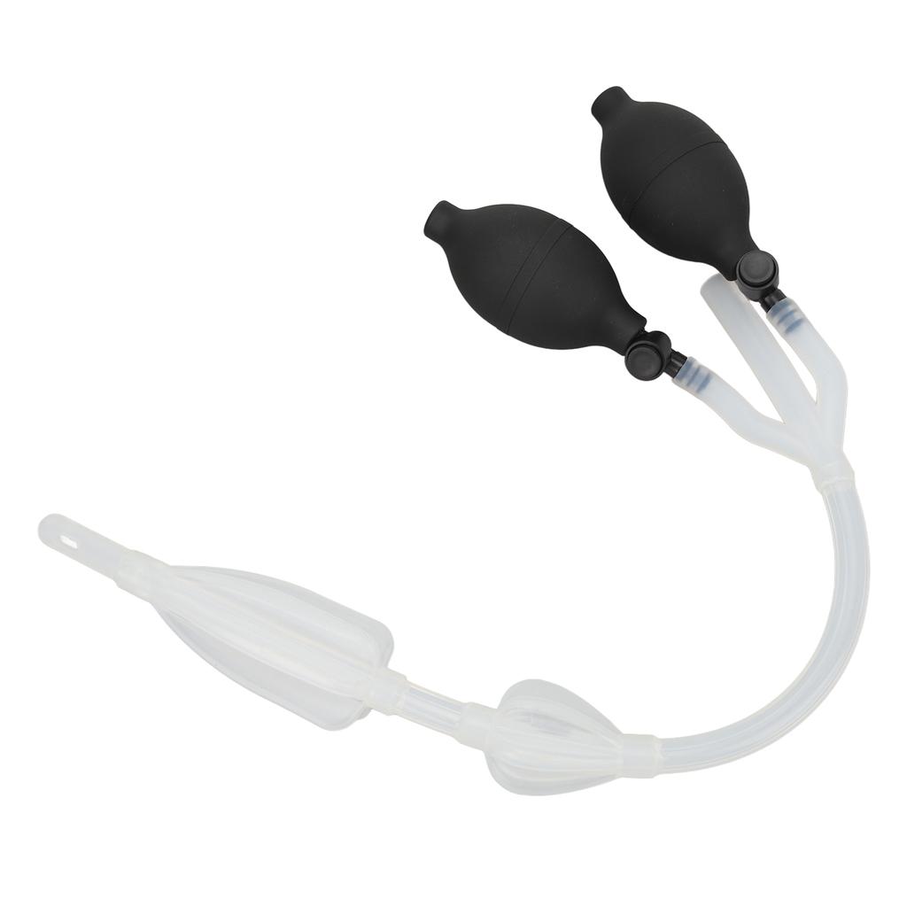 Silicone Enema Douche Bulb Dual Side Openings Elastic Inflatable Double Bulb Flushing System for