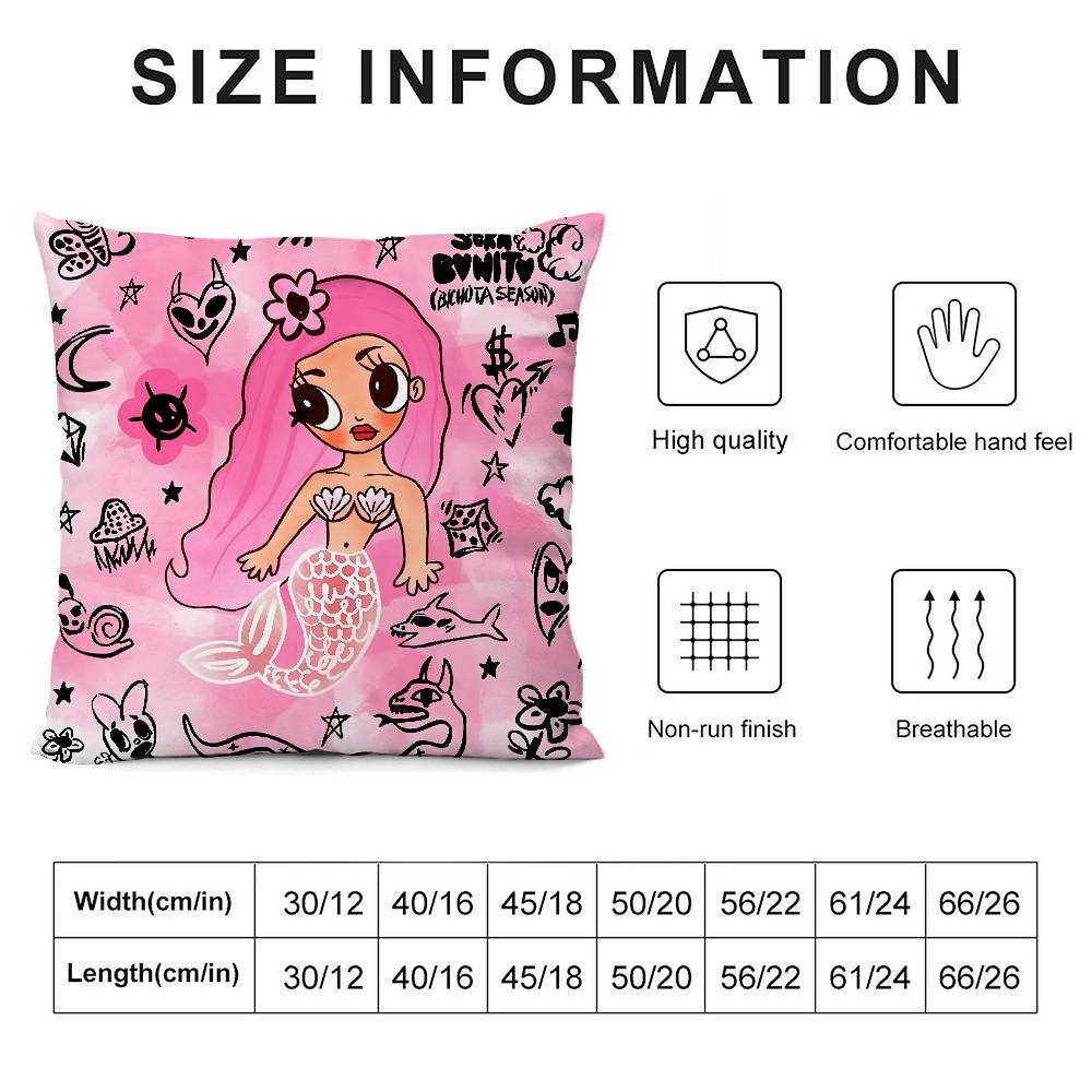 Cartoon Manana Sera K-Karol G Pillow Case Sofa Living Room Bedroom Double-Sided Printing Square Cushion Nap Time Pillow Case