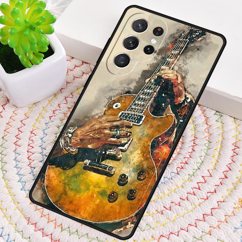 Płomienie Muzyczne Gitara Basowa Silikonowe Etui Na Telefon Dla Samsung Galaxy note 10 pro S26 S25 S24 S23 S22 S21 Plus S25Ultra Capa Pokrowiec
