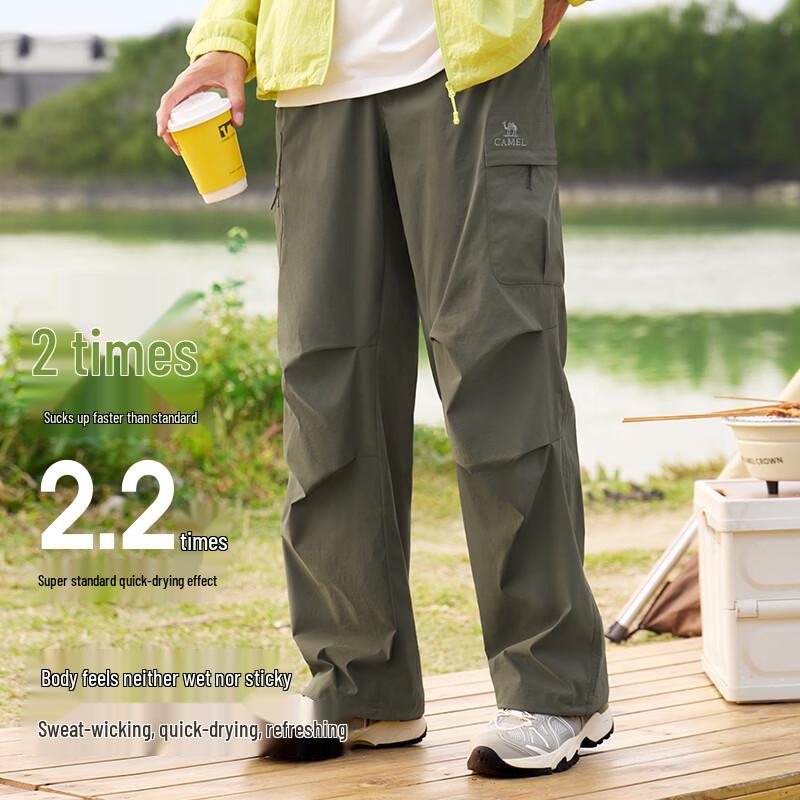 Camel Cool-Feel Cargo Wide-Leg Pants