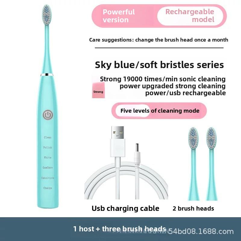 Soft-bristled Toothbrush, Tooth Flusher, Rechargeable, Fully Automatic, Universal Electric Toothbrush for Adults and Children, Ultrasonic.
