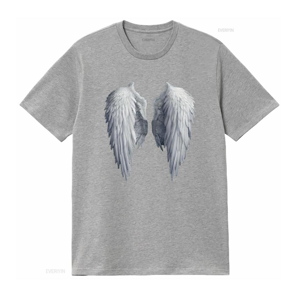 Fancy Womens Fashion Angel Wings Simple Cute T Shirt Black vintage Washed graphic homme Soft Stretched Stylish Versatile Unisex