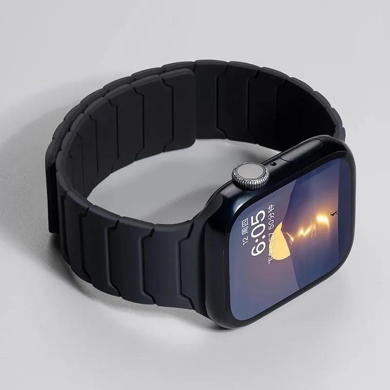 

Magnetic Silicone Strap for Apple Watch Band Ultra 2 49mm 45mm 41mm Bracelet for Iwatch Series 10 9 8 7 6 SE 5 4 38mm 42 44 46mm S10 42-38 40 41mm