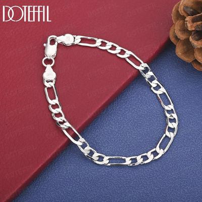 925 Sterling Silver Wedding Gift Jewelry 6mm Side Chain Fashion Bracelet