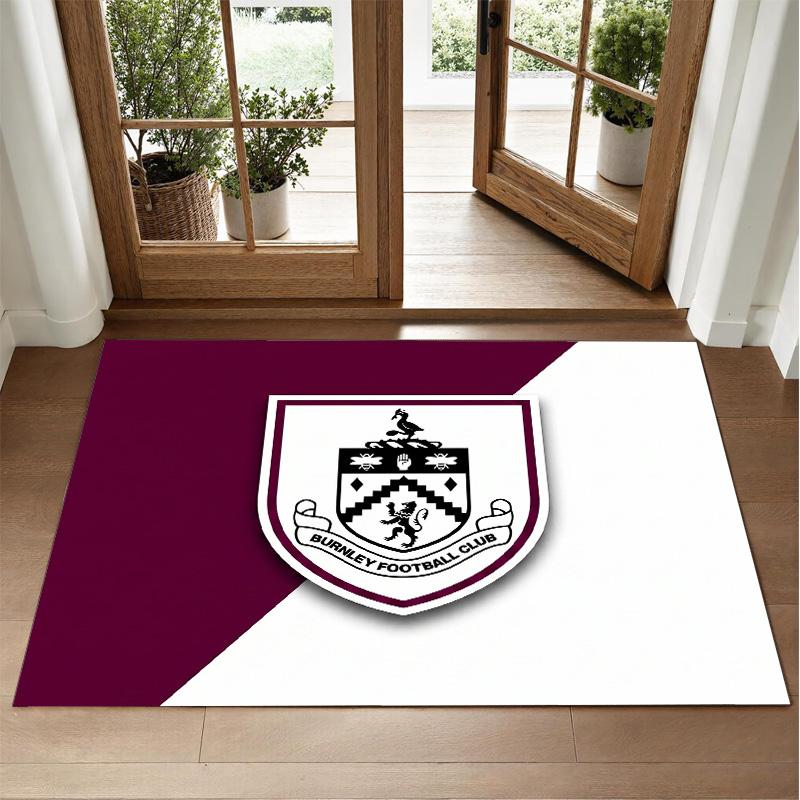 Burnley Football Design Crystal Velvet Rug Soft Decorative Mat for Bedroom Entrance