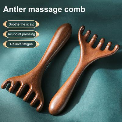 Sandelholz Massagekamm Langer Griff Lymphdrainage Massagegerät Muskelverspannung Fünf-Klauen
