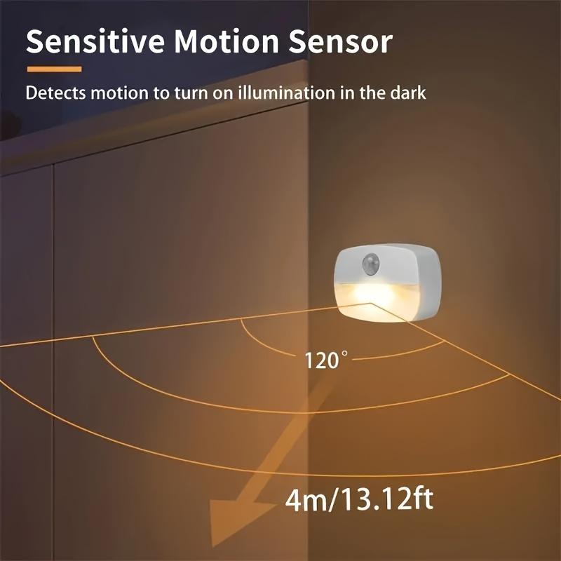 1pc Motion Sensor Intelligent Night Light, Battery Box Cabinet Light, Suitable For Bedroom, Staircase, Wardrobe, Bedside, (without Battery)
