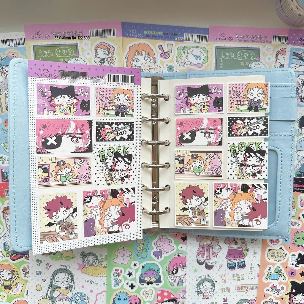 Korean Style Cute Girl Cartoon Stickers for Journaling and Daily Fun