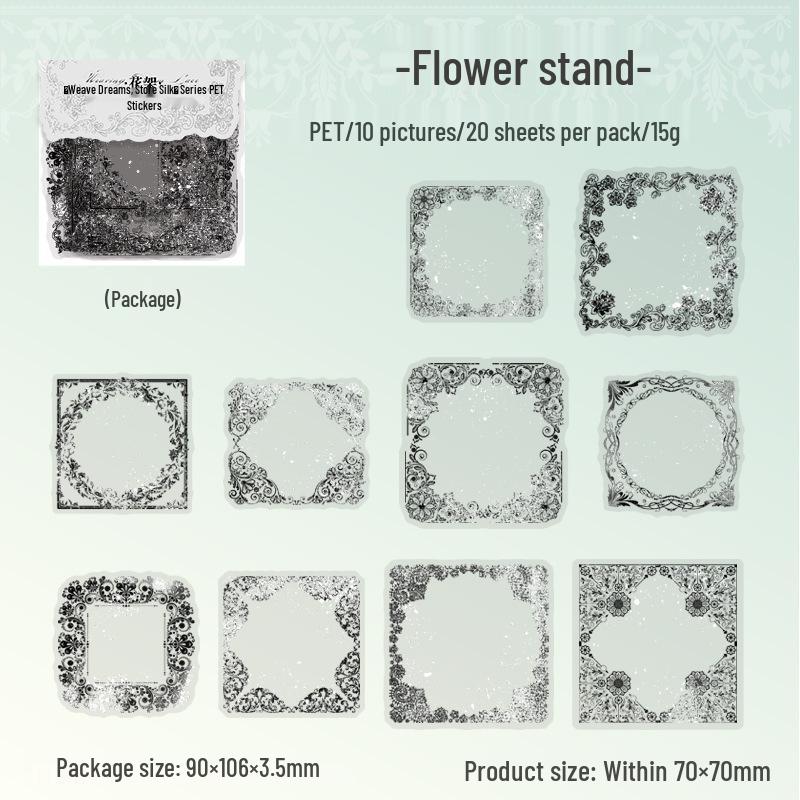 Ketchup Girl Lace Dream Stickers: 6 Types, 20 Sheets of Mottled Edge Lace Stickers
