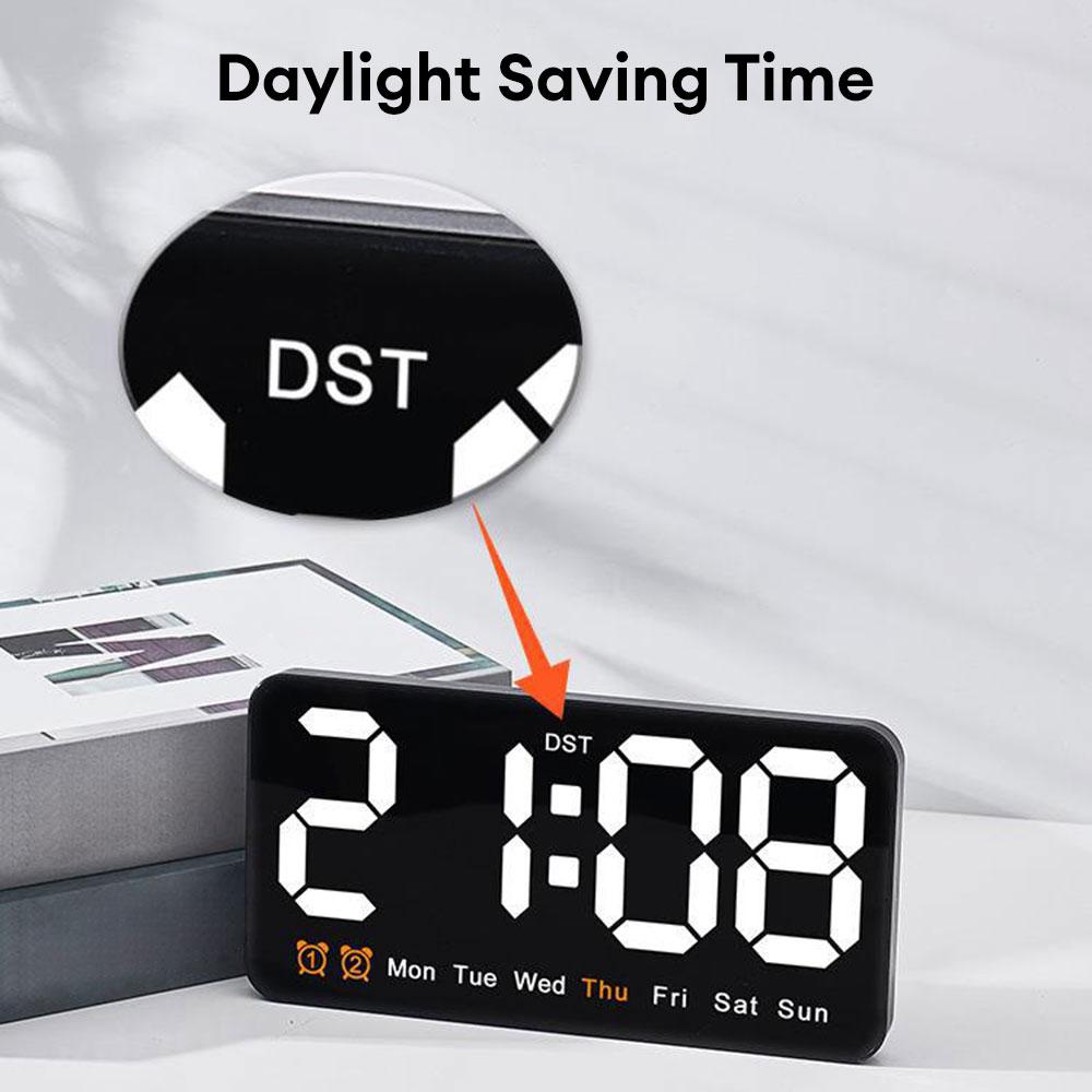 Large Screen Digital Wall Clock Nordic LED Display Sound Wake Up Alarm Clock 12/24H Temperature Date Time Display Table Clock
