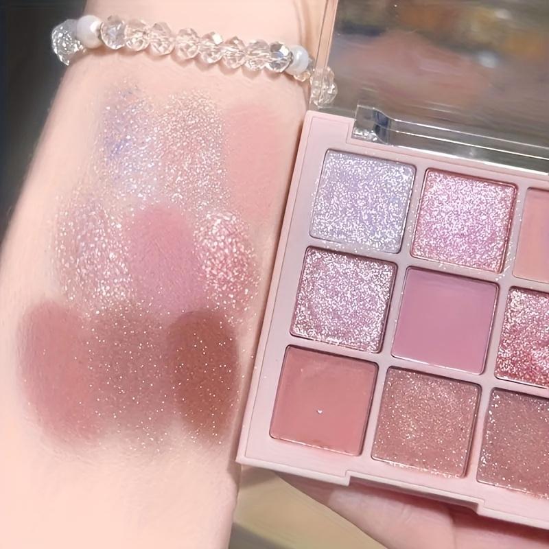 Palette a Rotolo Occhi Ombretto Fiore di Ciliegio, Tonalità Lucide a Lunga Tenuta, Ombre da Rosa Pastello a Marrone, Effetto Scintillante, Ombretto con Finitura Opaca
