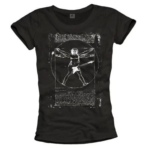 Винтажная Футболка с Логотипом Группы Женская DA VINCI Рок-гитара Топ Рубашки Черный Новый 36 38 40- L