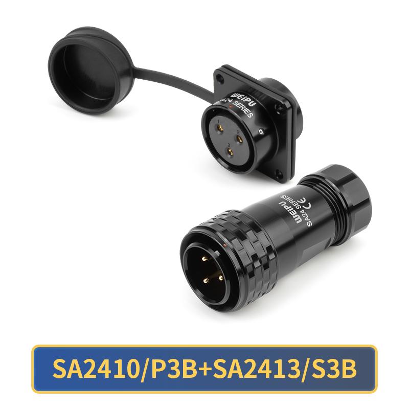 WEIPU SA24 SA2410/P SA2413 IP67 Waterproof Male Plug Female Socket Panel Connector M24 2 3 4 9 10 12 12B 19 Pin Soldering M24