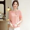 Mom's Fashionable Ice Silk Short-Sleeve Top for Middle-Aged Women