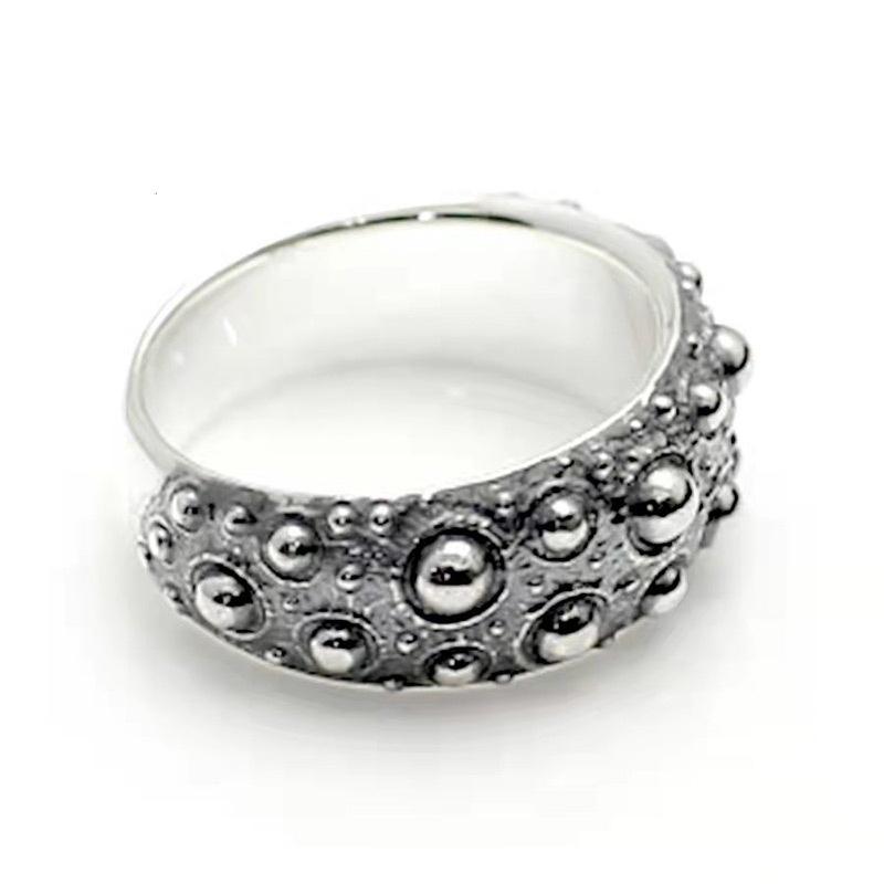 Yintai Feifei Original Thai Silver Cthulhu Ring: Retro, Distressed, Adjustable Men's Finger Ring.