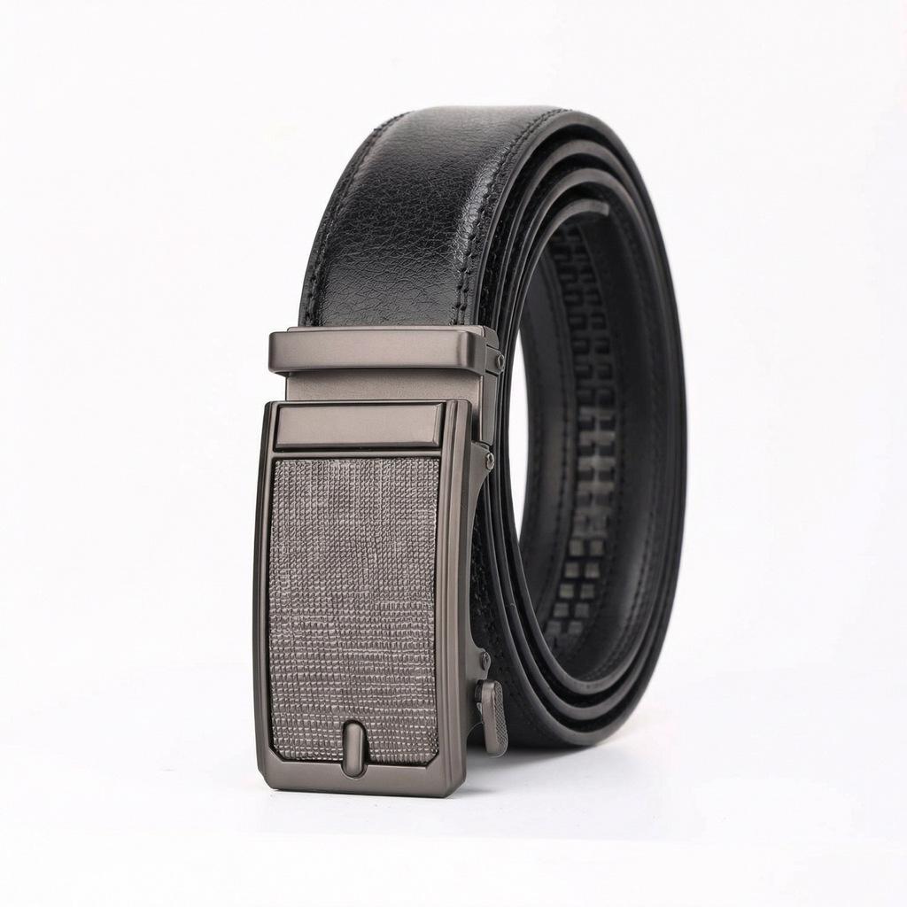 Men's Genuine Leather Belt with Automatic Buckle, Stylish for Middle-Aged and Young Men's Trousers