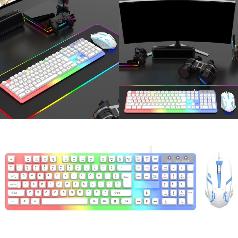 Kabelgebundenes Gaming-Tastatur- und Maus-Set LED-beleuchtete mechanische Tastatur 104 Tasten Maus Tastatur PC Gamer Zubehör