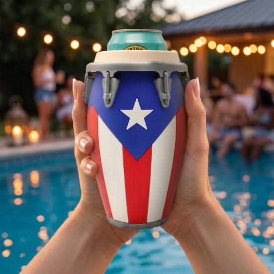 Conga Style Soda Can Holder 3D Printed Classic Drum Shape Flag Pattern 12Oz Standard Cola Beverage Beer Can Holder