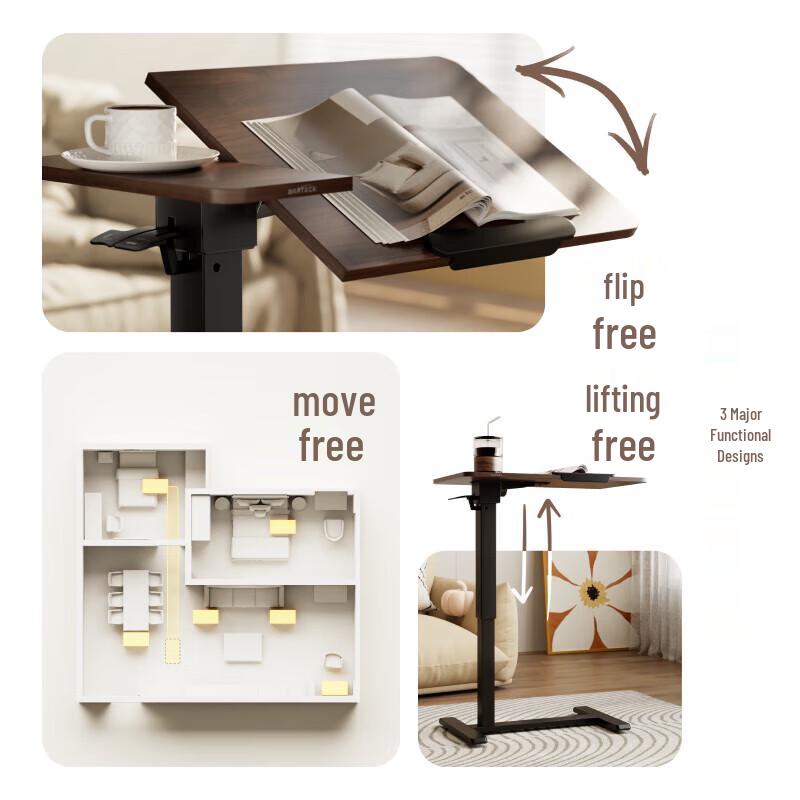 Brateck K141 Pneumatic Height-Adjustable Mobile Bedside Desk