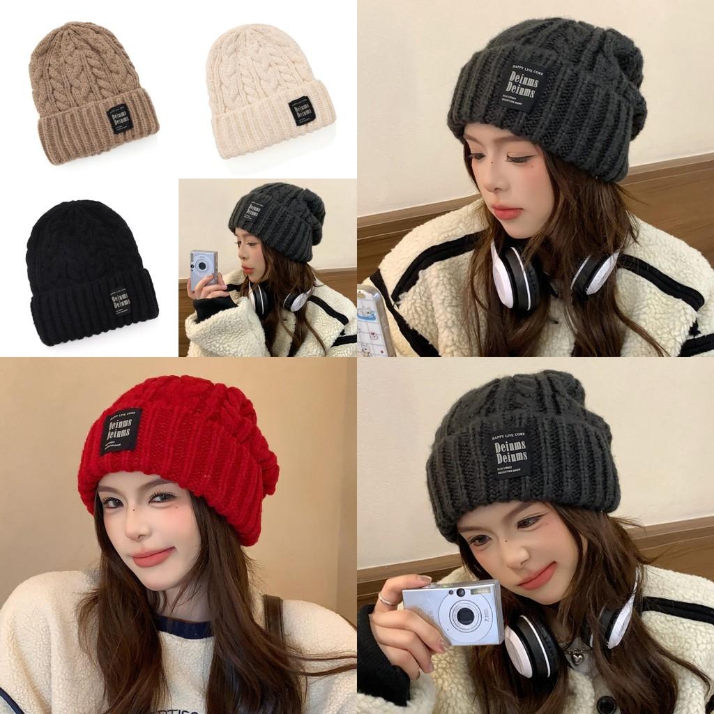 Knit Hat With Embroidered Letters For Winter Warmth And Windproof Protection