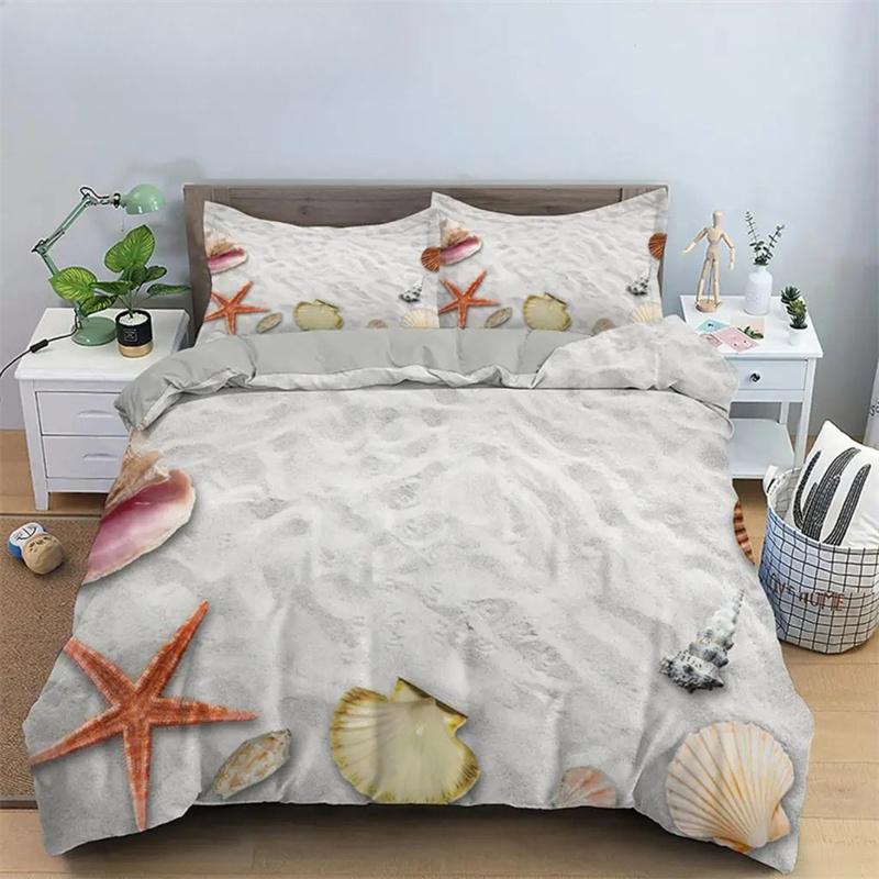 Seaside Beach 3D Duvet Cover Bedding Set Comforter Linen Pillowcases Quilt Cover Home Decor Single Double Twin King Queen