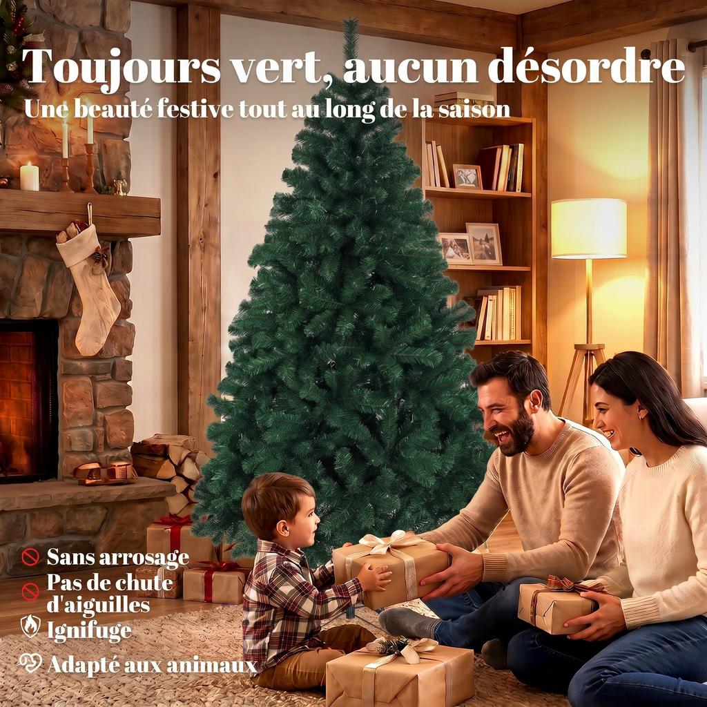 Artificial Christmas Tree 180cm 700 Tips Foldable Steel Stand