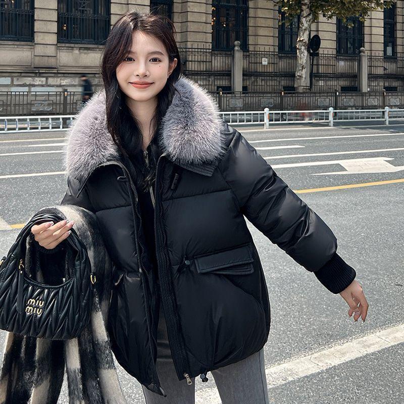 Fur Collar New Style Down Cotton Coat for Women Winter Korean Version Thickened Cotton Coat Small Loose Cotton Jacket