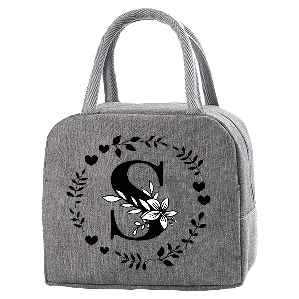 Travel Portable Food Thermal Insulated Children Picnic Waterproof Oxford Zipper Breakfast Thermal Bag Garland Letter Pattern Bag
