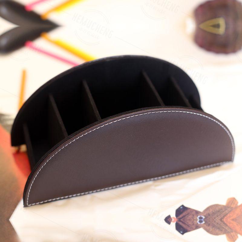 Remote Control Storage Box PU Leather Cosmetic Storage Box Suitable for Staplers Scissors Rulers