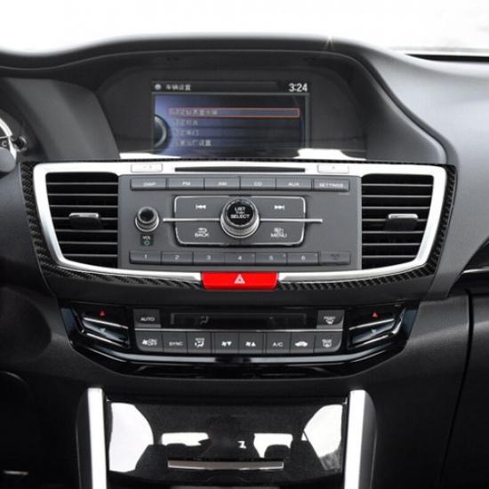 Carbon Fiber CD Console Air Vent Frame Sticker Trim For Honda Accord 2013-17