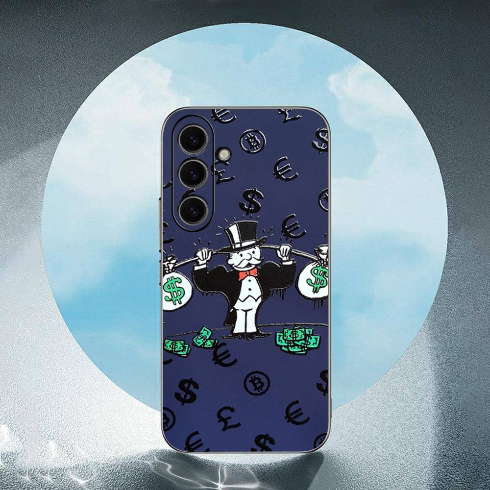 Cartoon Dollar Monopoly Luxury Black Phone Case For Samsung Galaxy S23 S24 S25 Ultra S22 Plus S21