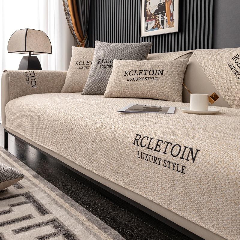 

Универсальный нескользящий чехол для дивана с мягкой льняной хлопковой подушкой для дивана на все времена года Удобный нескользящий чехол для дивана 70*120cm бежевый