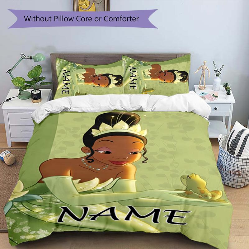 3pcs Princess5 Cover Set - Personalized Name, HD Printed Bedding with 1 Cover and 2 Pillowcases - Perfect for Home Decor, Easy Care