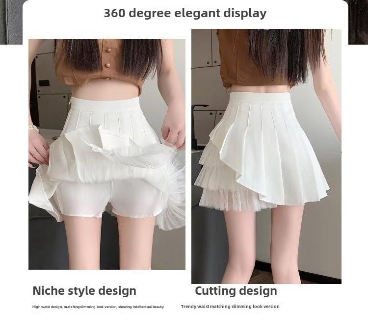 High-Waist Mesh Pleated A-Line Skirt: Sweet & Spicy Summer Style for Petite Women
