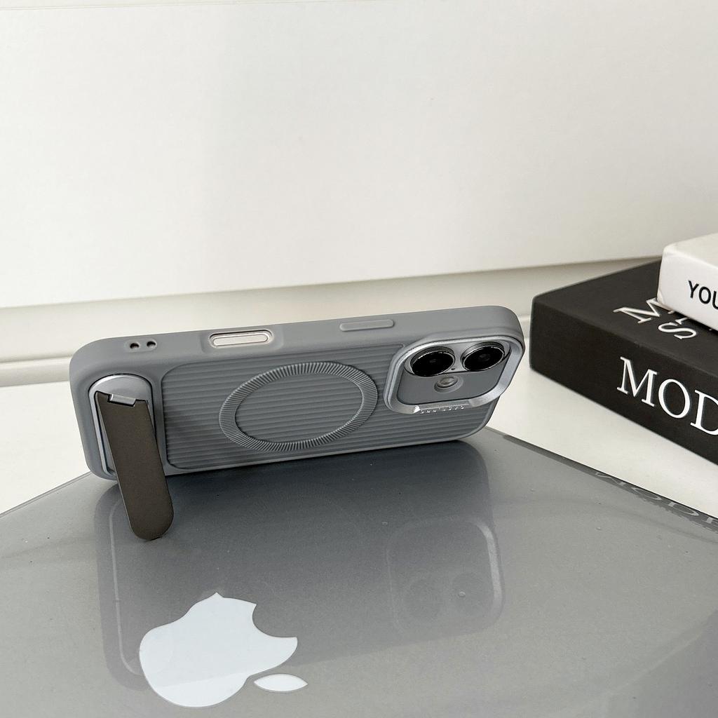 Magnetický Neviditelný Stojan Pouzdro na Telefon pro Apple 16pro Ochranné Pouzdro pro IPhone15max Pouzdro 14 Měkká Šňůrka